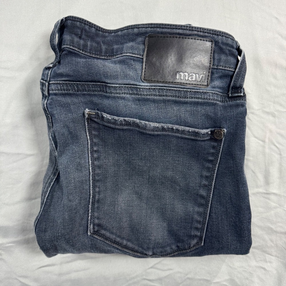 Mavi‎ Jeans Zach Straight Leg Dark Wash Distressed Denim Jeans Mens 33x29.5